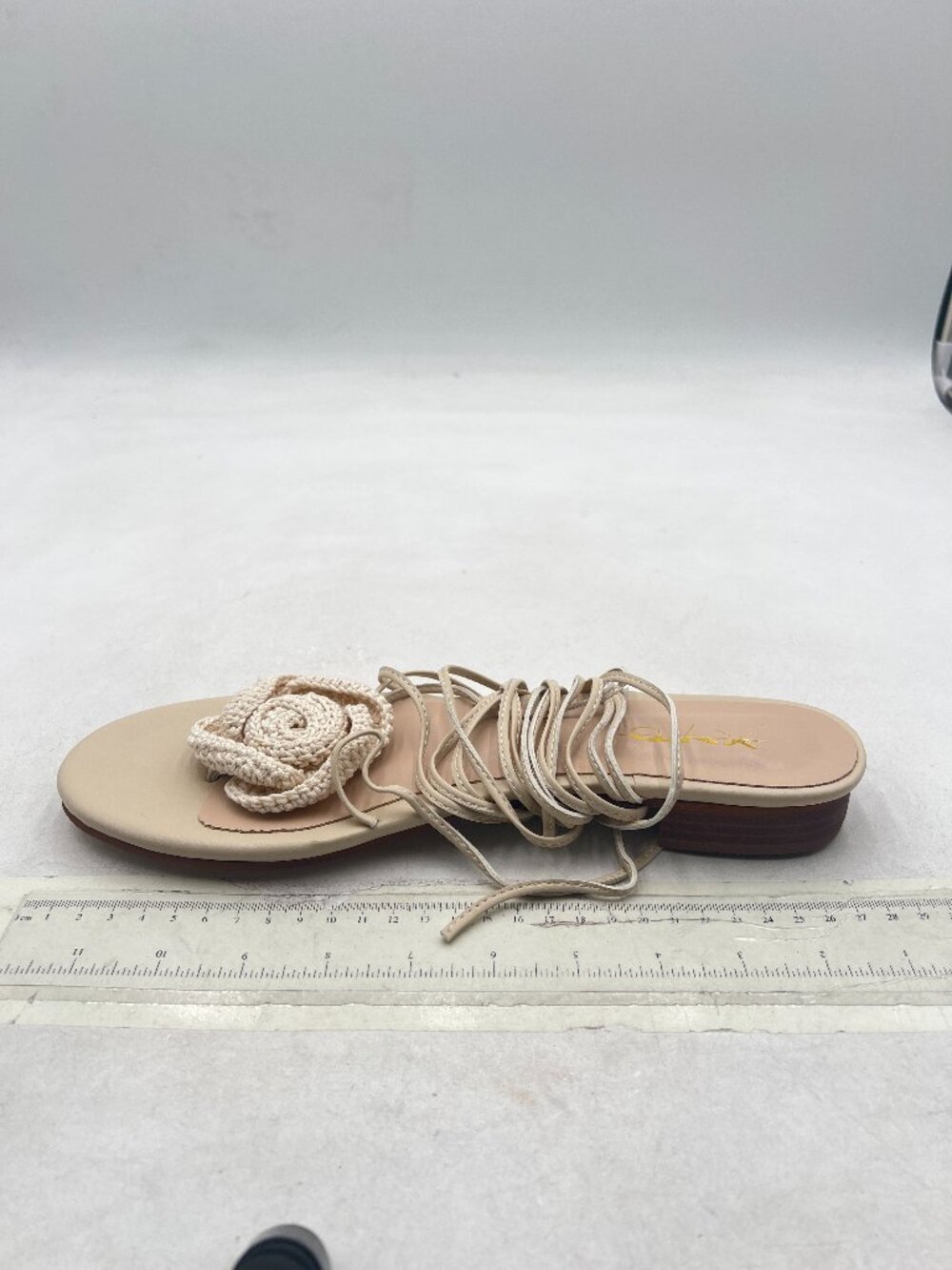 XYD Nude Open Toe Flip Flops Ankle Wrap Lace-up Sandals Daily Holiday Dress Shoe